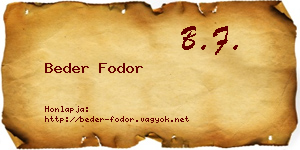 Beder Fodor névjegykártya